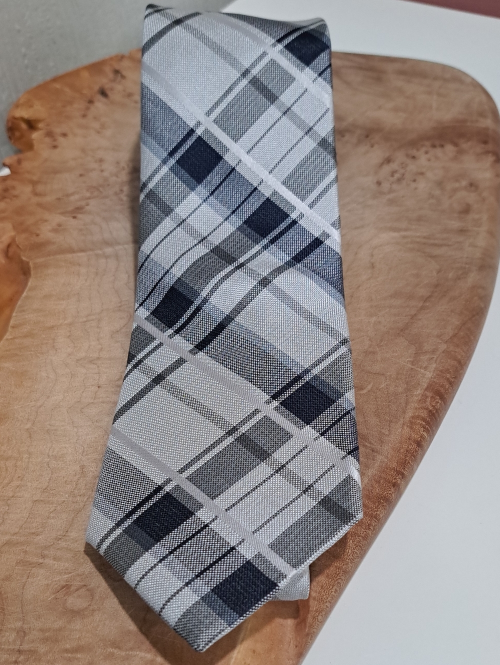Calvin Klein Gray and Black Plaid Tie